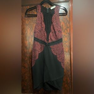 Astr The Label Maroon & Black Lace Bodycon Dress